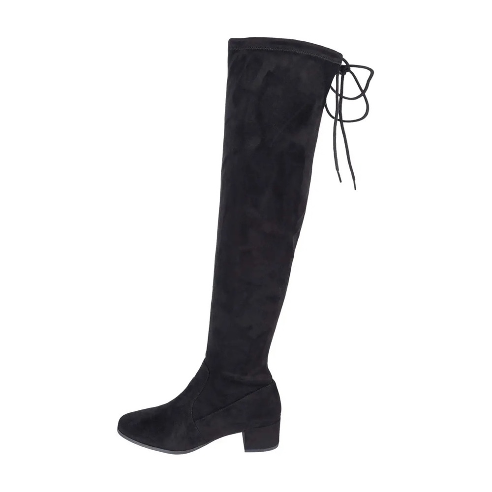 Chinese Laundry Over Knee Flat Black Boots, Vegan Faux Suede Size 9